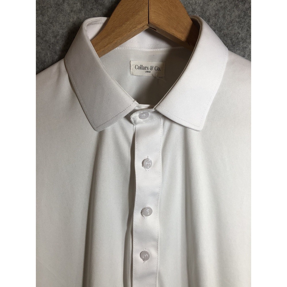 Collars & Co. Shirt L White Dress Polo Career Casual Golf Performance Classic